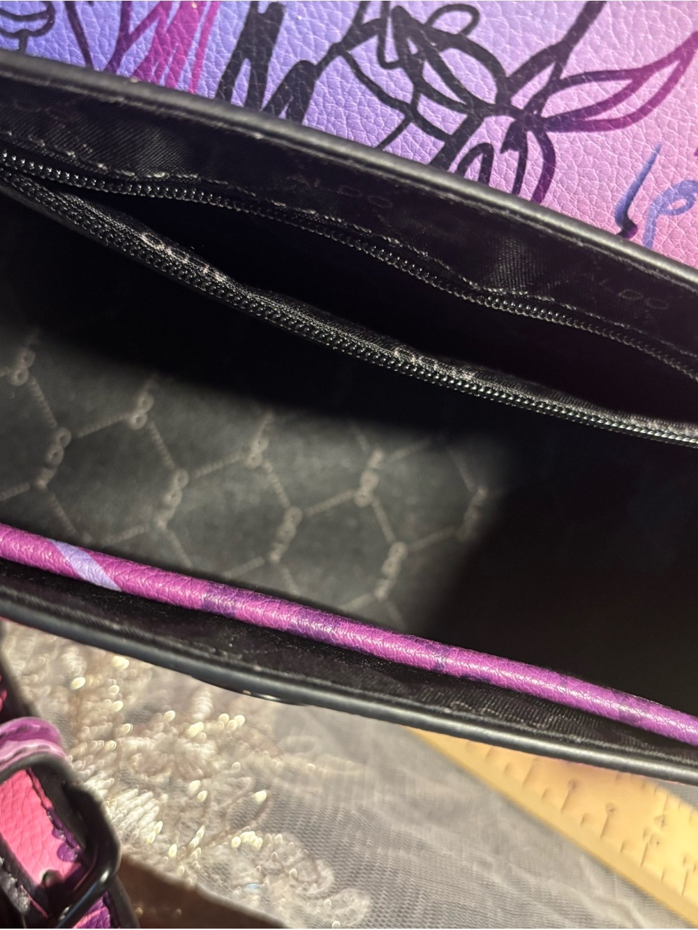 Aldo Pink and Purple Graffiti Satchel - Picture 7 of 10